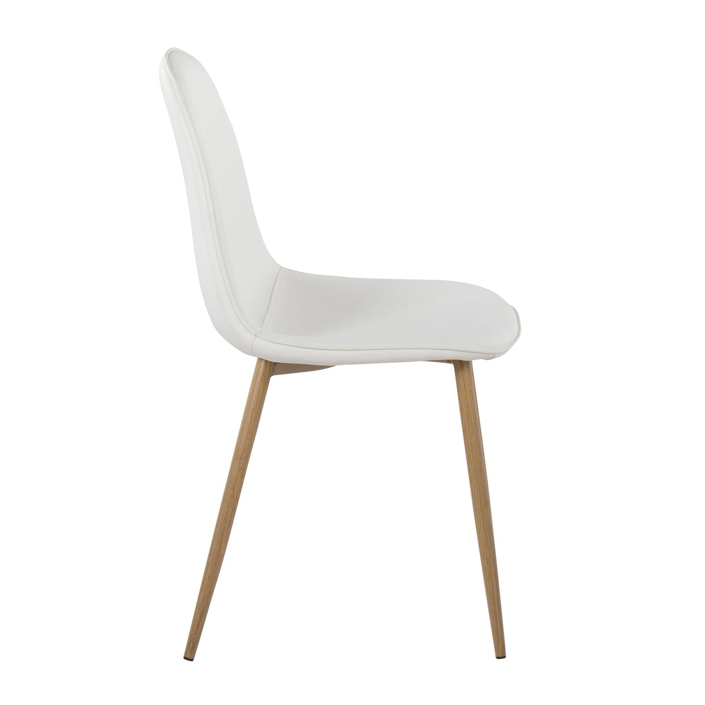 Pebble Contemporary Chair in Natural Wood Metal and Beige Fabric   - Set of 2