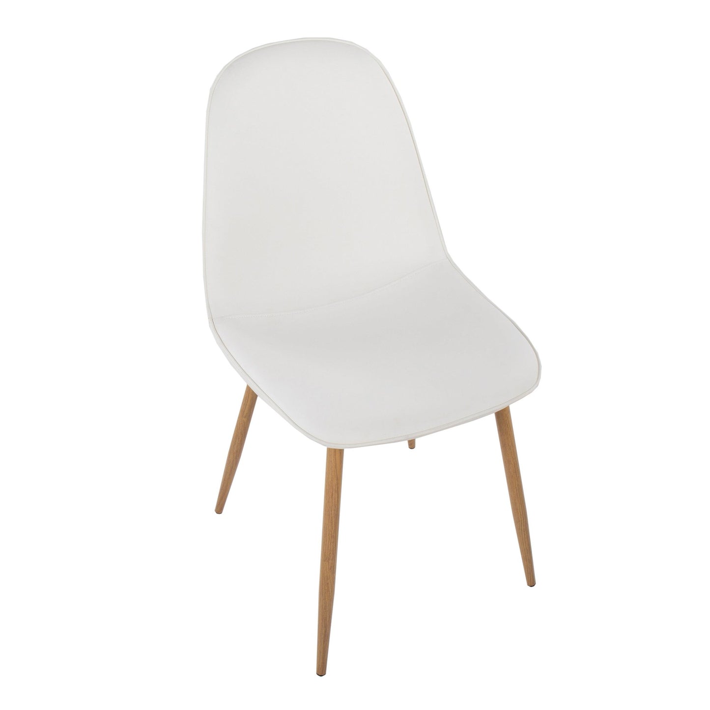 Pebble Contemporary Chair in Natural Wood Metal and Beige Fabric   - Set of 2