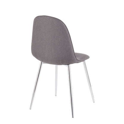 Pebble Contemporary Chair in Natural Wood Metal and Beige Fabric   - Set of 2