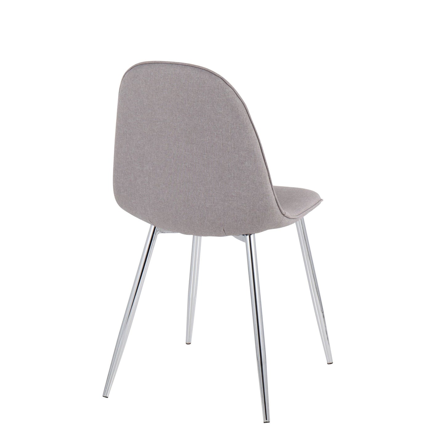 Pebble Contemporary Chair in Natural Wood Metal and Beige Fabric   - Set of 2