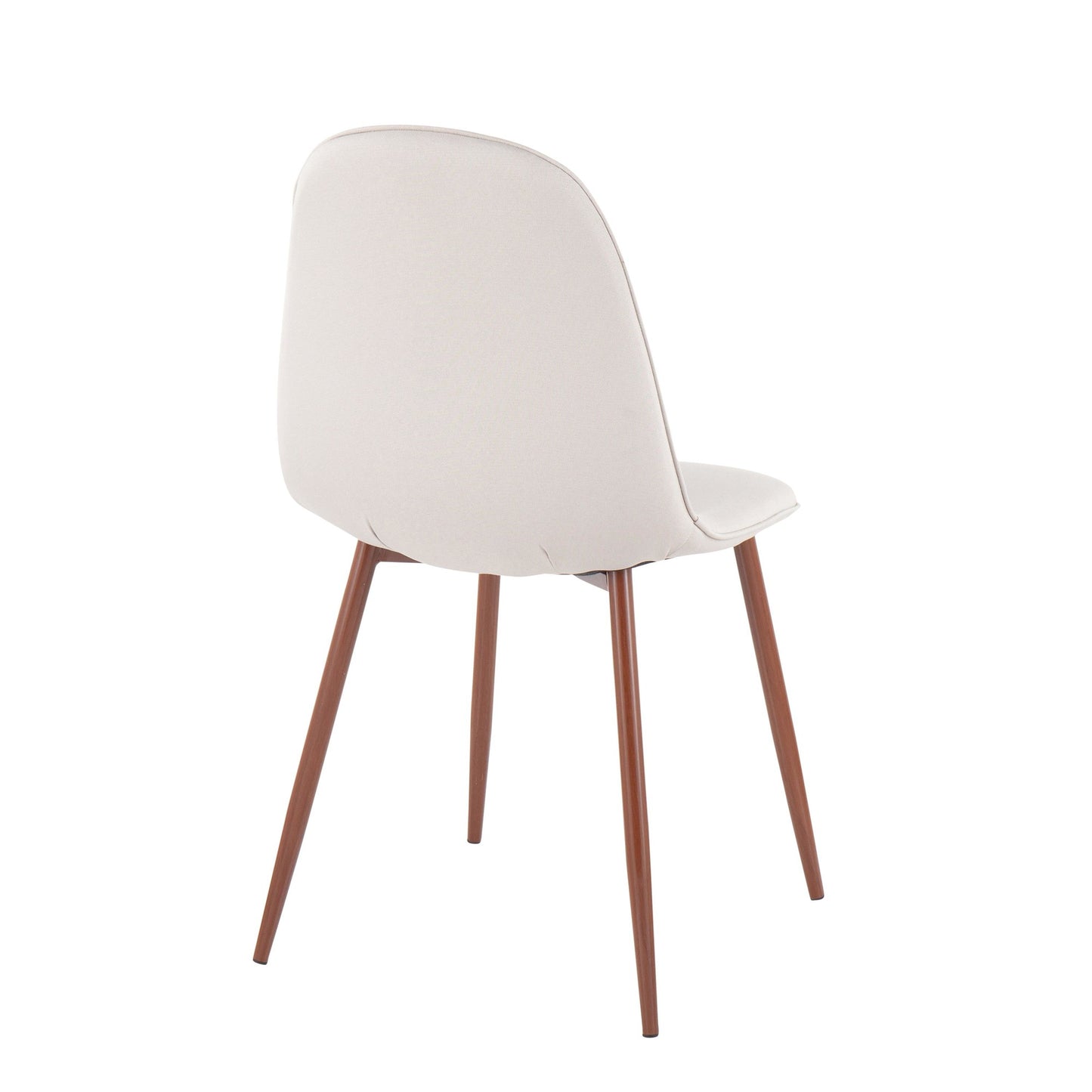 Pebble Contemporary Chair in Natural Wood Metal and Beige Fabric   - Set of 2