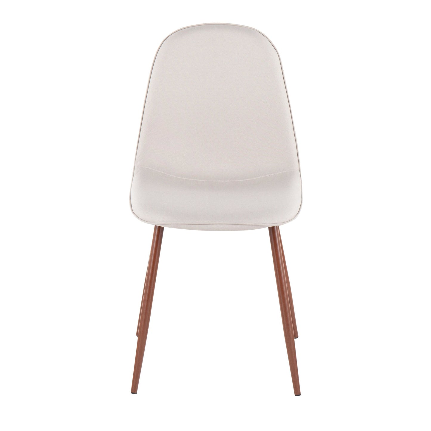 Pebble Contemporary Chair in Natural Wood Metal and Beige Fabric   - Set of 2