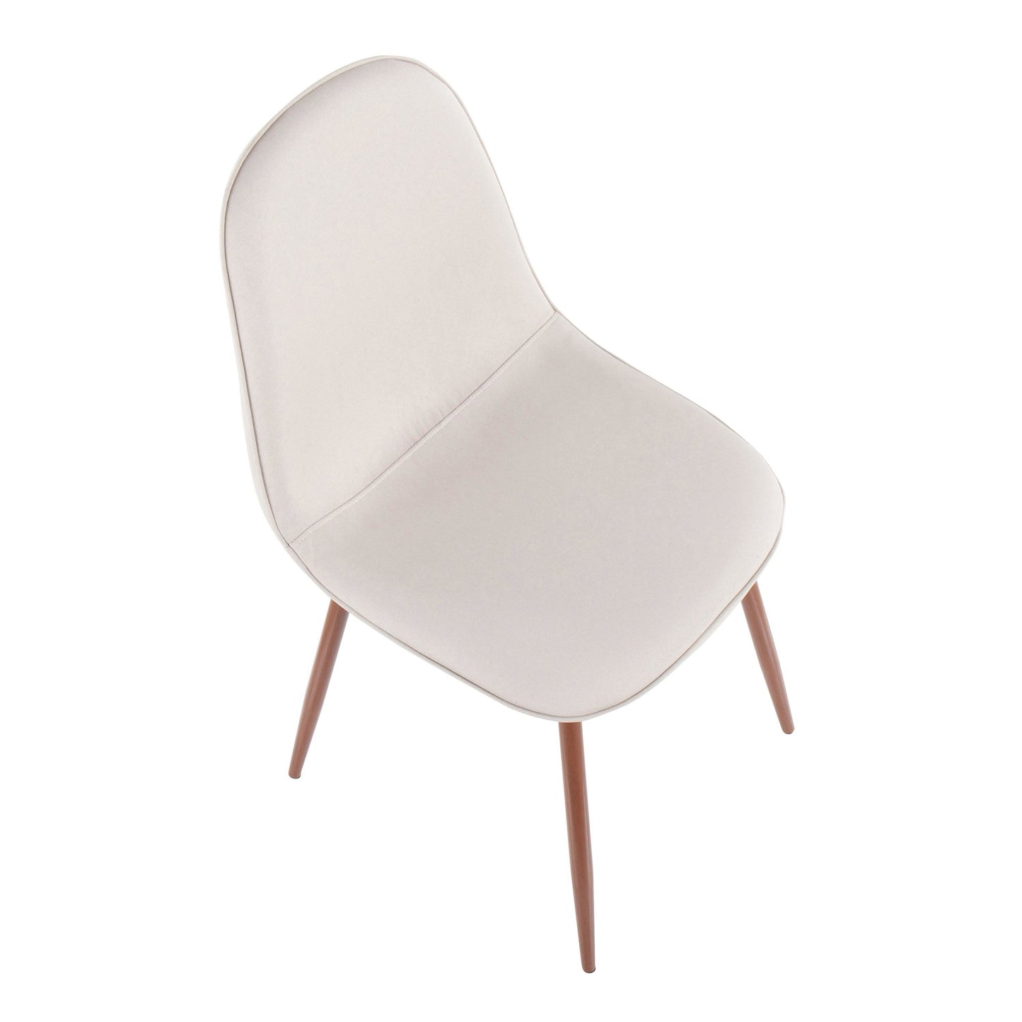 Pebble Contemporary Chair in Natural Wood Metal and Beige Fabric   - Set of 2