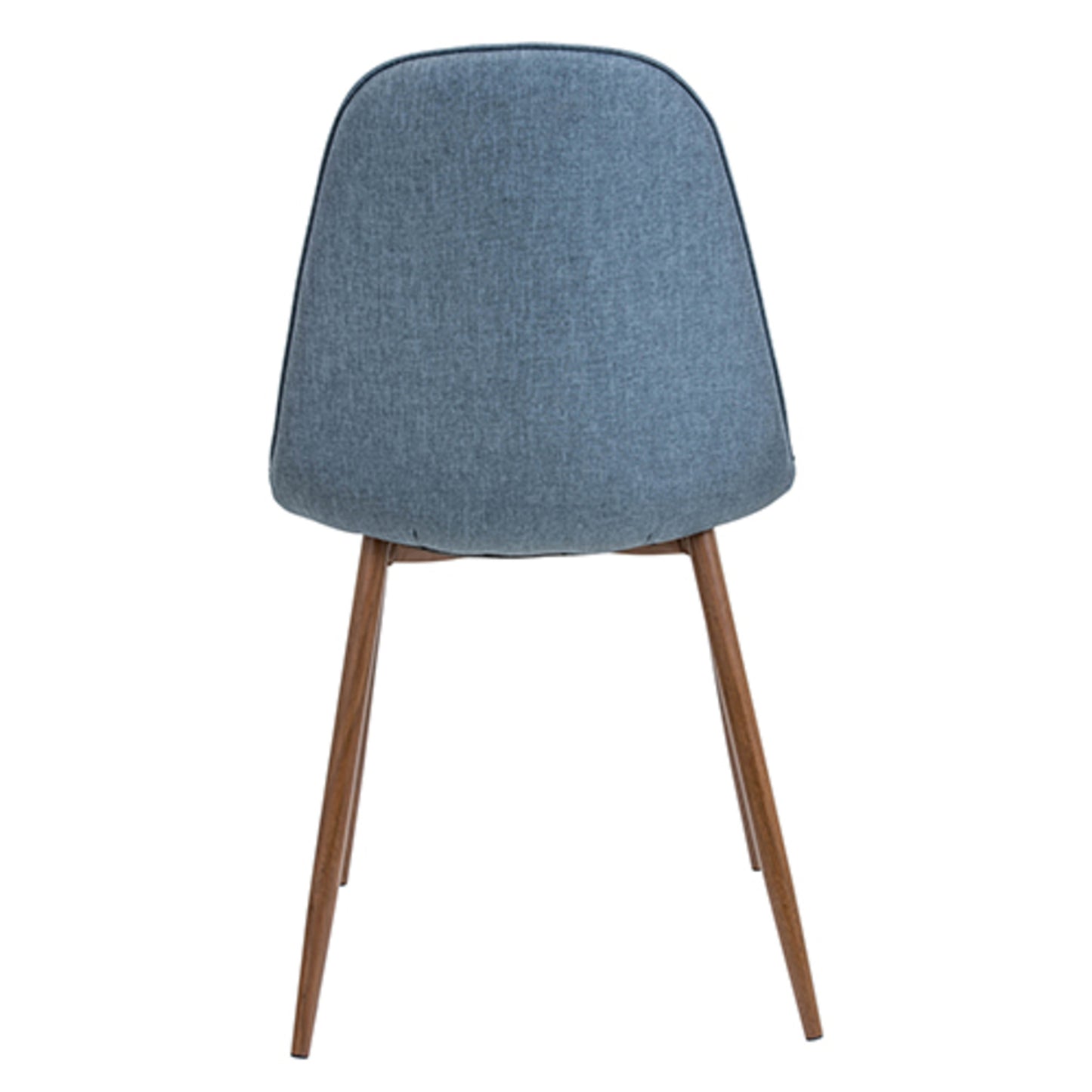 Pebble Mid-Century Modern Dining/Accent Chair in Walnut and Blue Fabric   - Set of 2