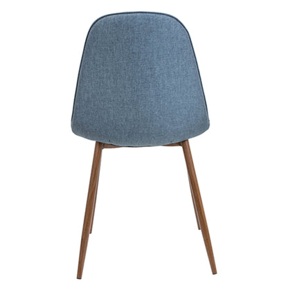 Pebble Mid-Century Modern Dining/Accent Chair in Walnut and Blue Fabric   - Set of 2