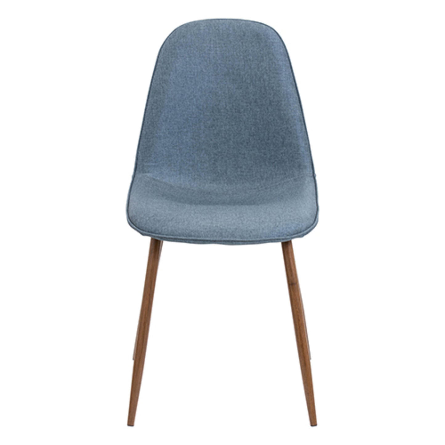 Pebble Mid-Century Modern Dining/Accent Chair in Walnut and Blue Fabric   - Set of 2