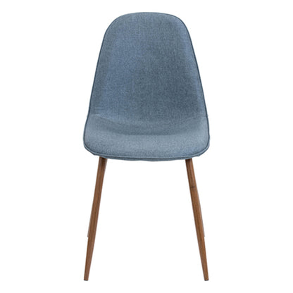 Pebble Mid-Century Modern Dining/Accent Chair in Walnut and Blue Fabric   - Set of 2