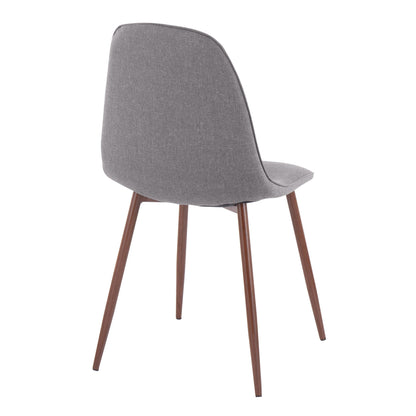 Pebble Contemporary Chair in Natural Wood Metal and Beige Fabric   - Set of 2