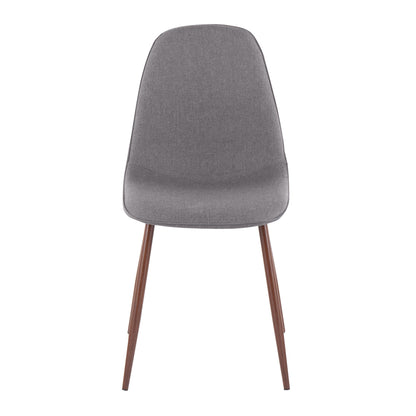 Pebble Contemporary Chair in Natural Wood Metal and Beige Fabric   - Set of 2