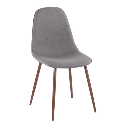 Pebble Contemporary Chair in Natural Wood Metal and Beige Fabric   - Set of 2