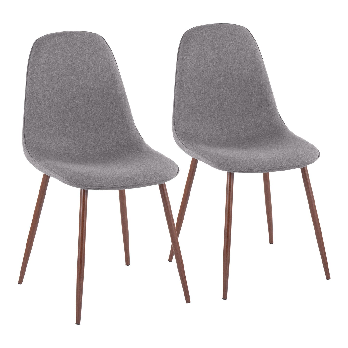 Pebble Contemporary Chair in Natural Wood Metal and Beige Fabric   - Set of 2