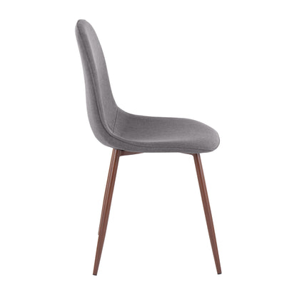 Pebble Contemporary Chair in Natural Wood Metal and Beige Fabric   - Set of 2