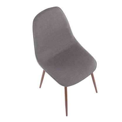 Pebble Contemporary Chair in Natural Wood Metal and Beige Fabric   - Set of 2