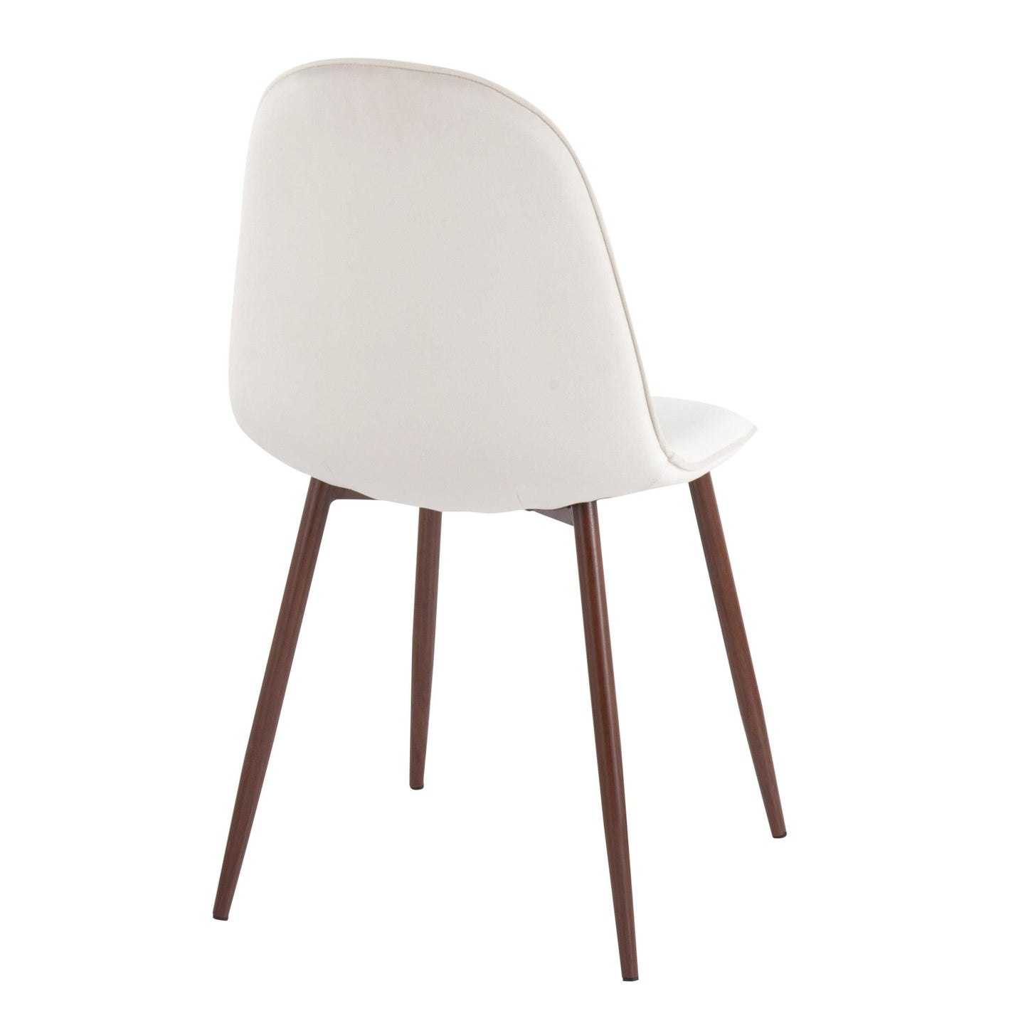 Pebble Contemporary Chair in Natural Wood Metal and Beige Fabric   - Set of 2