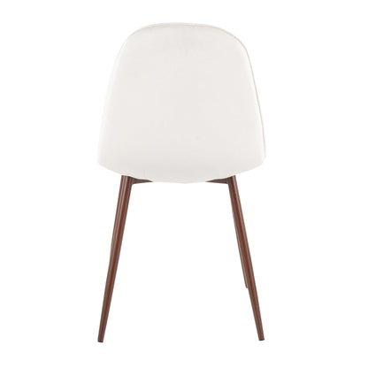 Pebble Contemporary Chair in Natural Wood Metal and Beige Fabric   - Set of 2