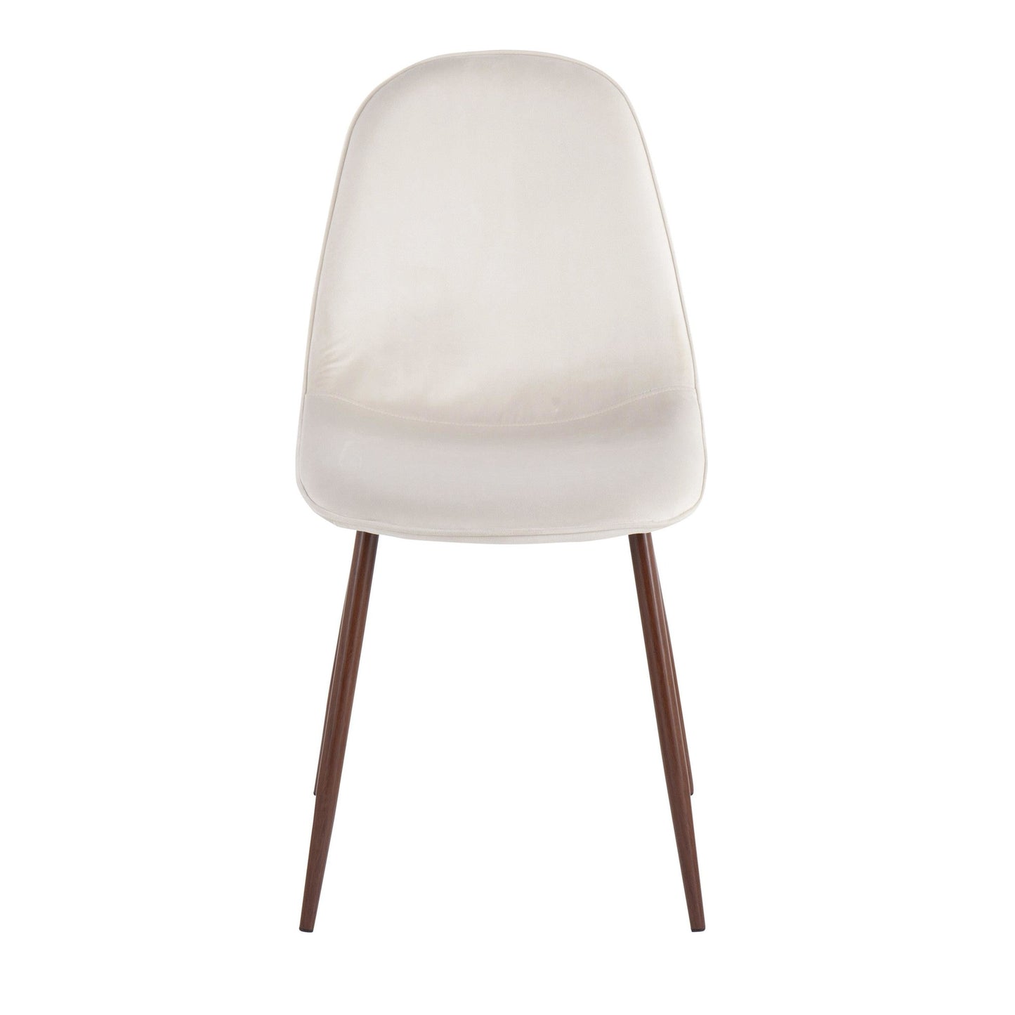 Pebble Contemporary Chair in Natural Wood Metal and Beige Fabric   - Set of 2