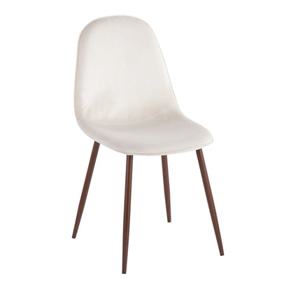 Pebble Contemporary Chair in Natural Wood Metal and Beige Fabric   - Set of 2