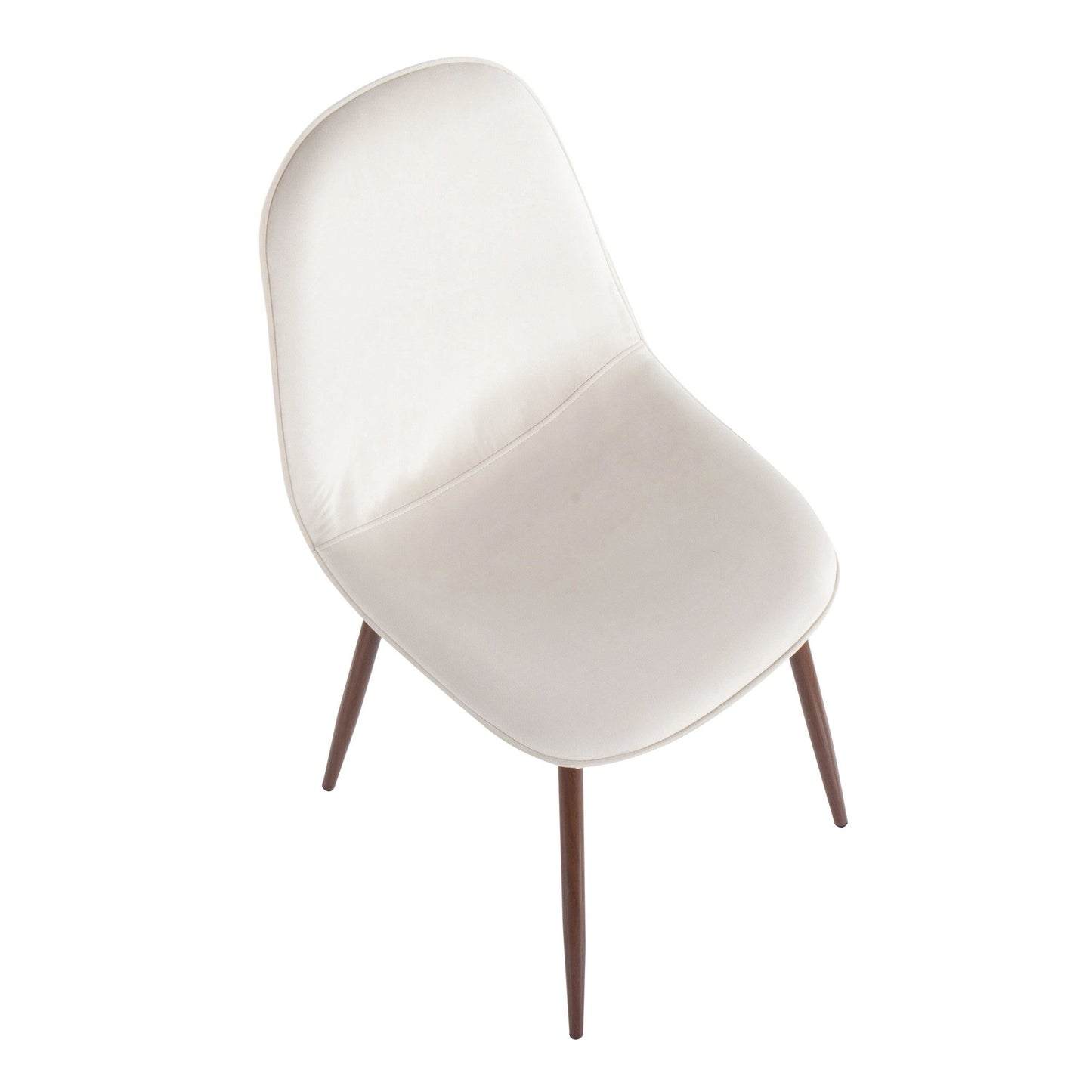 Pebble Contemporary Chair in Natural Wood Metal and Beige Fabric   - Set of 2