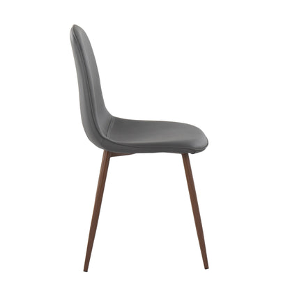 Pebble Contemporary Chair in Natural Wood Metal and Beige Fabric   - Set of 2