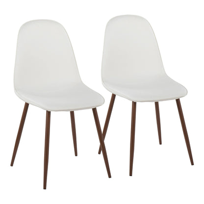 Pebble Contemporary Chair in Natural Wood Metal and Beige Fabric   - Set of 2