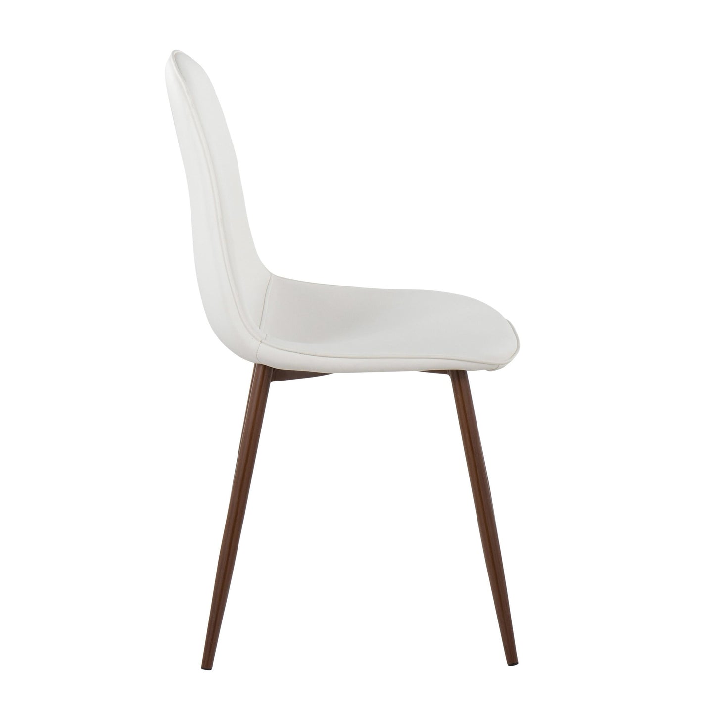 Pebble Contemporary Chair in Natural Wood Metal and Beige Fabric   - Set of 2