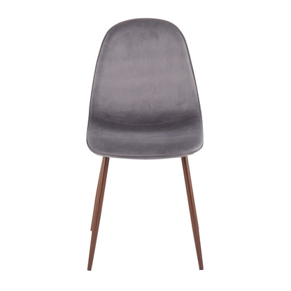 Pebble Contemporary Chair in Natural Wood Metal and Beige Fabric   - Set of 2