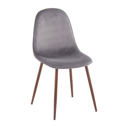 Pebble Contemporary Chair in Natural Wood Metal and Beige Fabric   - Set of 2