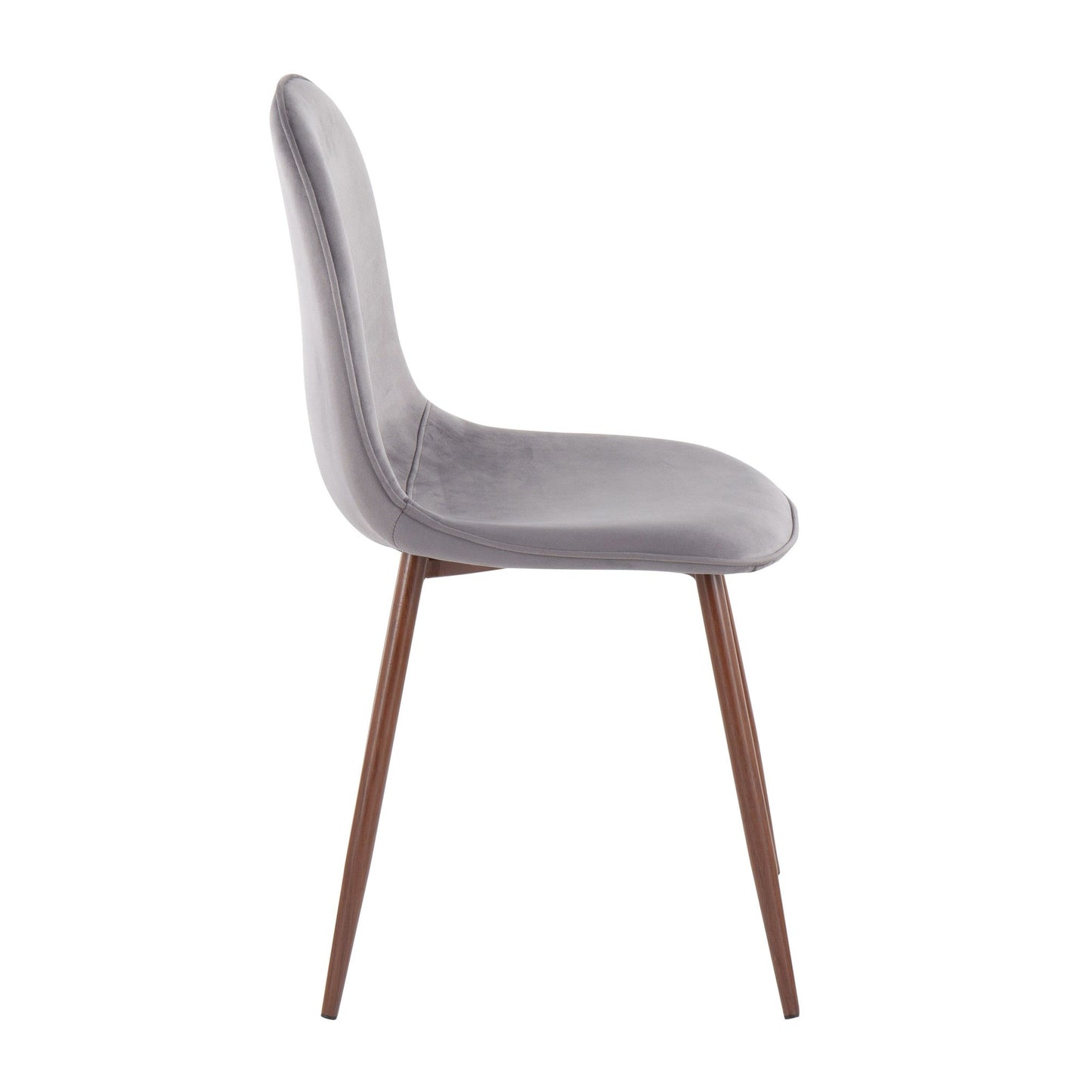 Pebble Contemporary Chair in Natural Wood Metal and Beige Fabric   - Set of 2