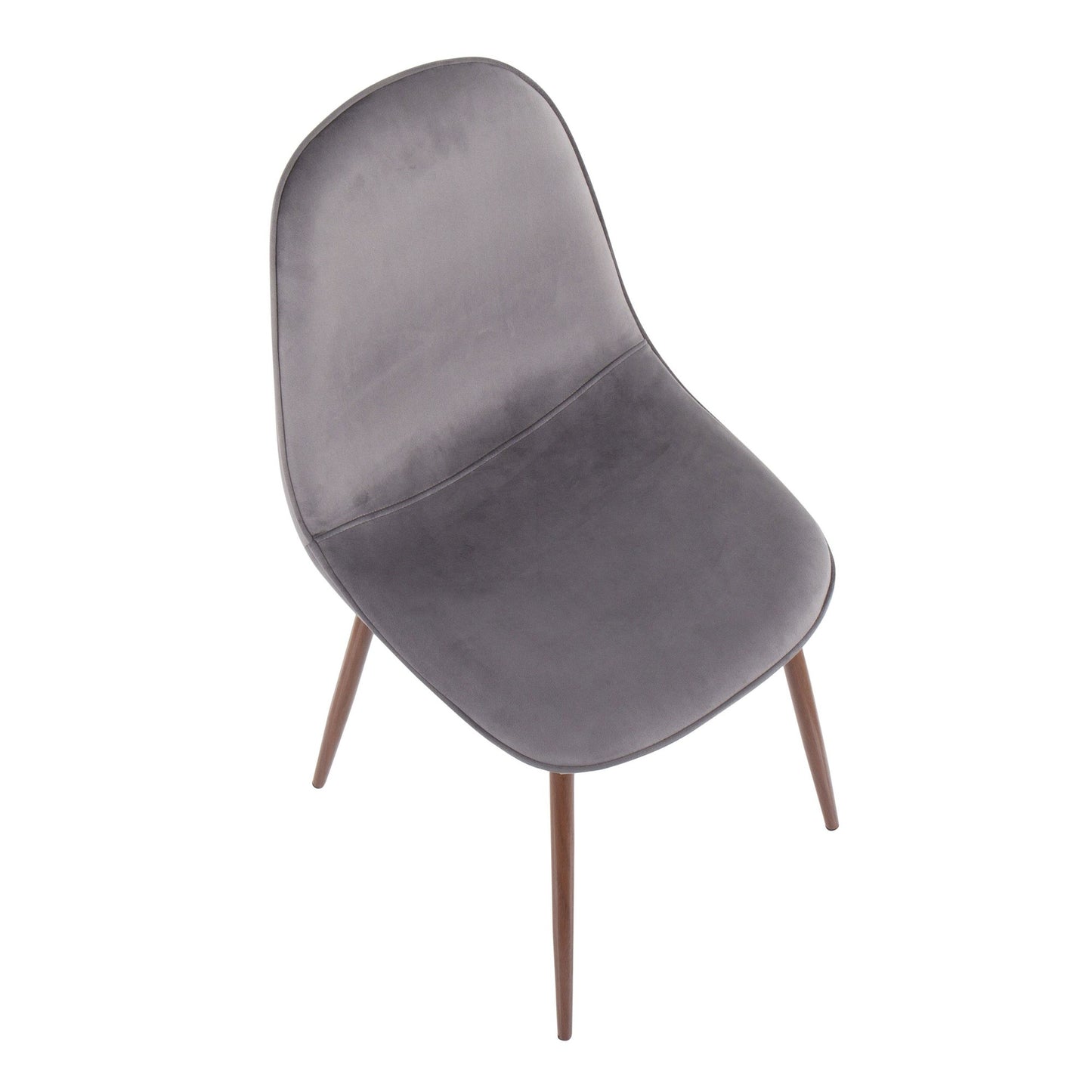 Pebble Contemporary Chair in Natural Wood Metal and Beige Fabric   - Set of 2