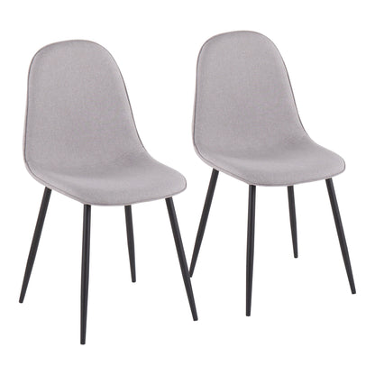 Pebble Contemporary Chair in Gold Steel and Beige Fabric   - Set of 2