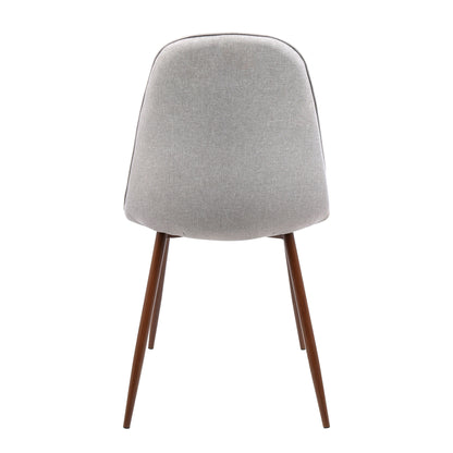 Pebble Mid-Century Modern Dining/Accent Chair in Walnut and Blue Fabric   - Set of 2