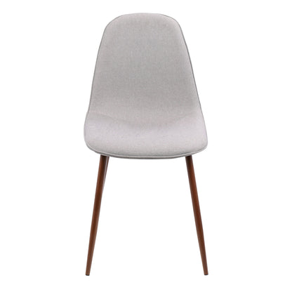 Pebble Mid-Century Modern Dining/Accent Chair in Walnut and Blue Fabric   - Set of 2