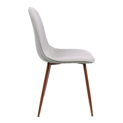 Pebble Mid-Century Modern Dining/Accent Chair in Walnut and Blue Fabric   - Set of 2