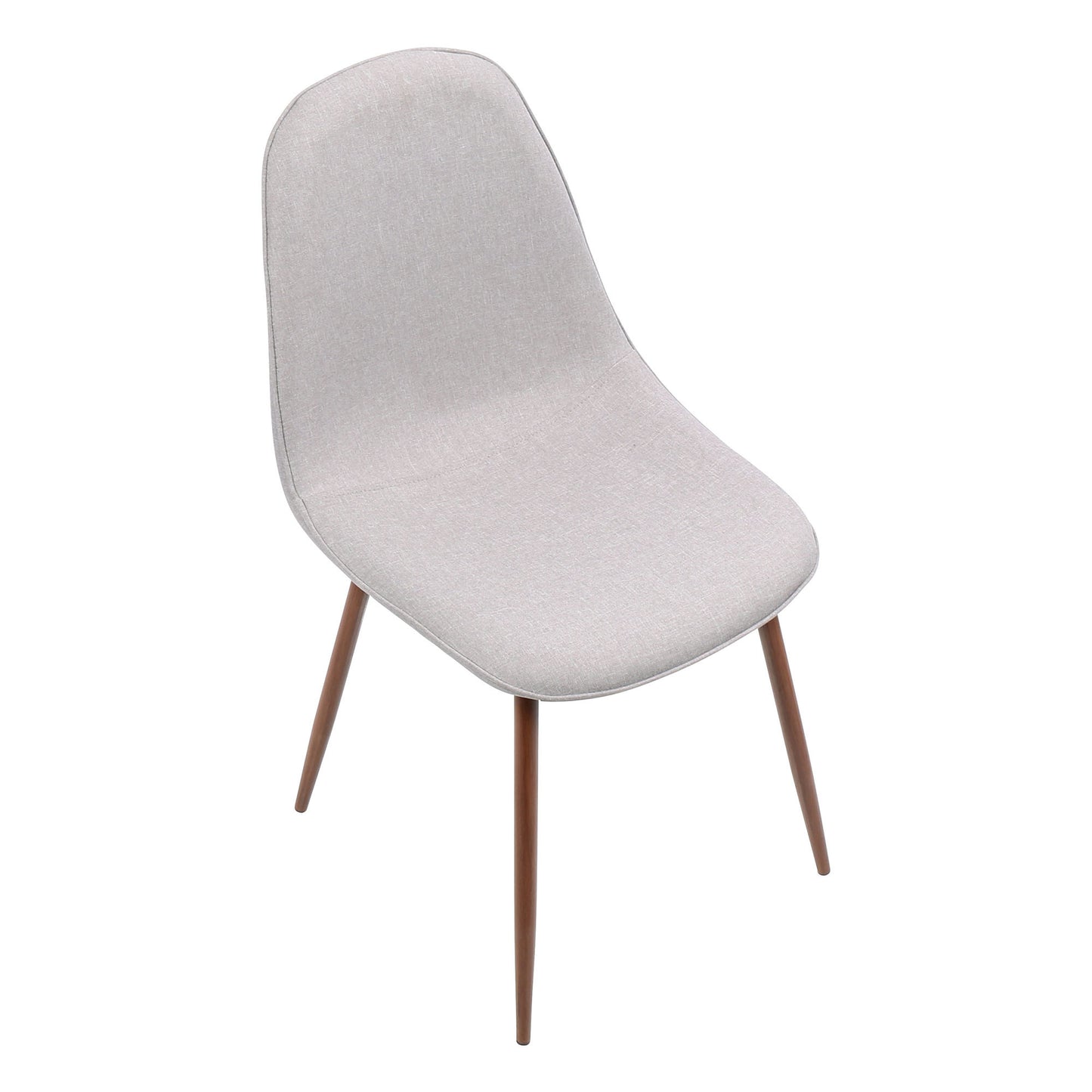 Pebble Mid-Century Modern Dining/Accent Chair in Walnut and Blue Fabric   - Set of 2