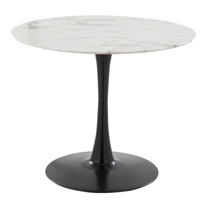 Pebble Modern Table with Black Metal Base and Black Marble Veneer Table Top