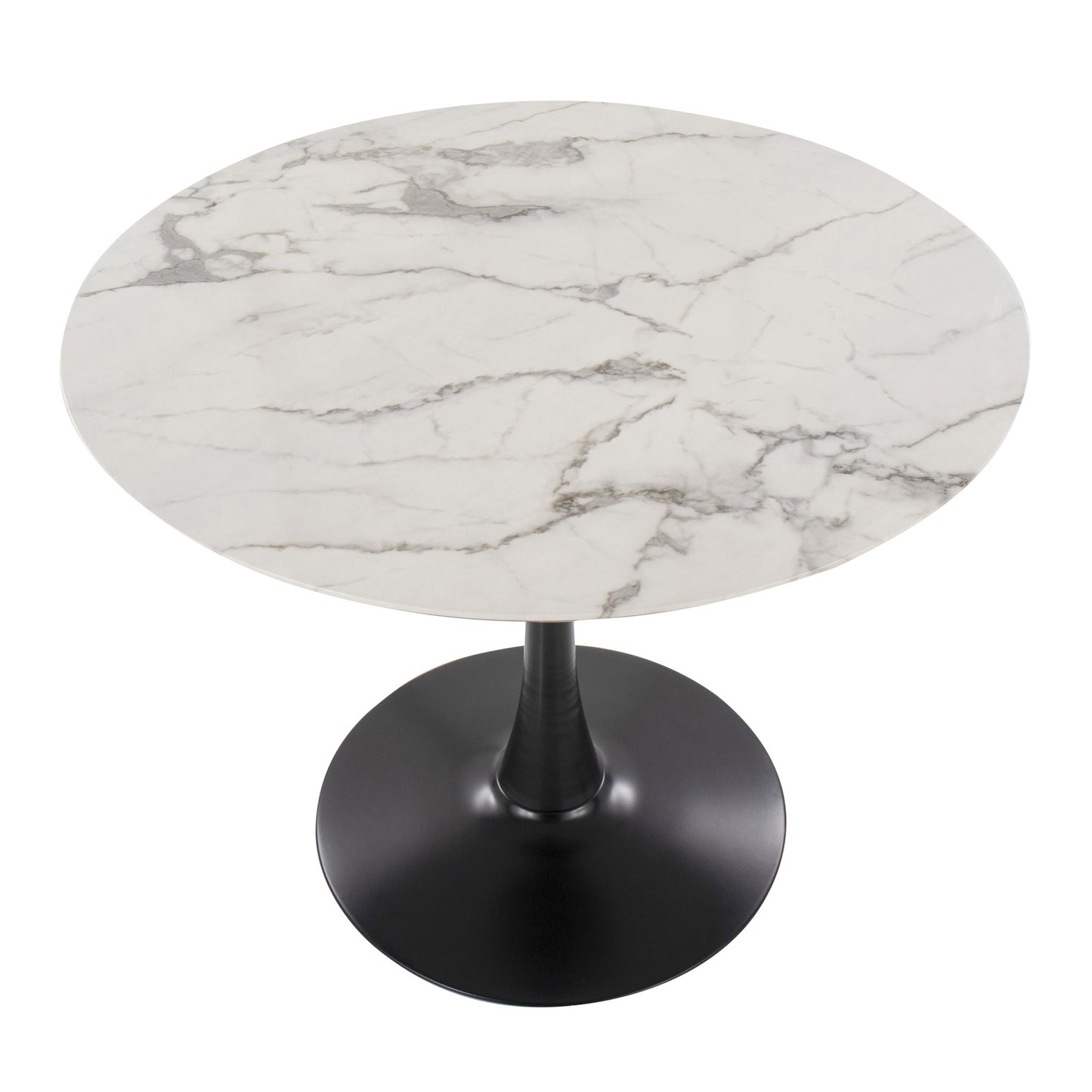 Pebble Modern Table with Black Metal Base and Black Marble Veneer Table Top