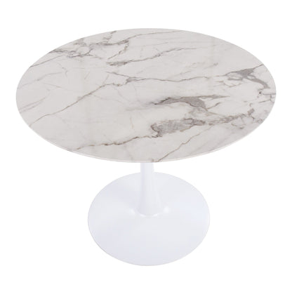 Pebble Modern Table with Black Metal Base and Black Marble Veneer Table Top