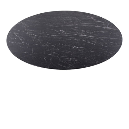 Pebble Modern Table with Black Metal Base and Black Marble Veneer Table Top