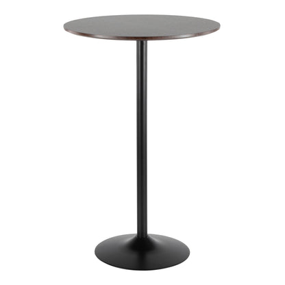 Pebble Mid-Century Modern Table Adjusts From Dining to Bar in Black Metal and Black Wood