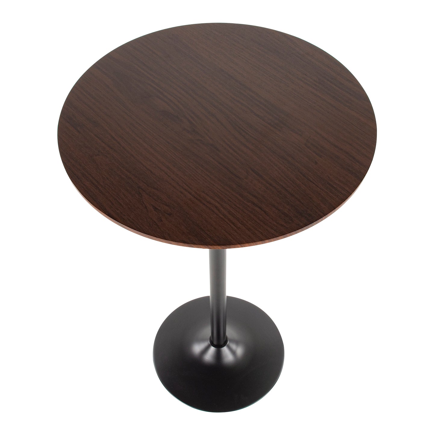 Pebble Mid-Century Modern Table Adjusts From Dining to Bar in Black Metal and Black Wood