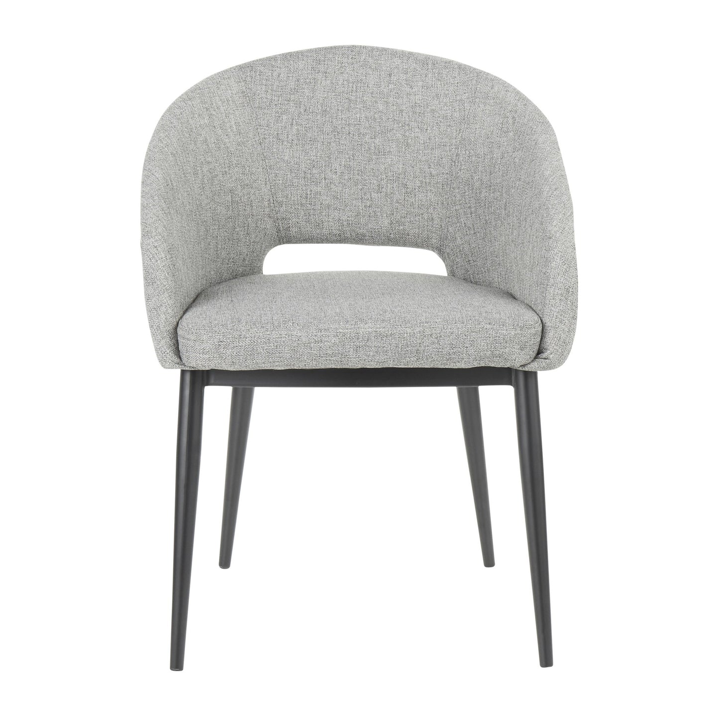 Renee Contemporary Chair in Black Metal Legs and Grey Fabric