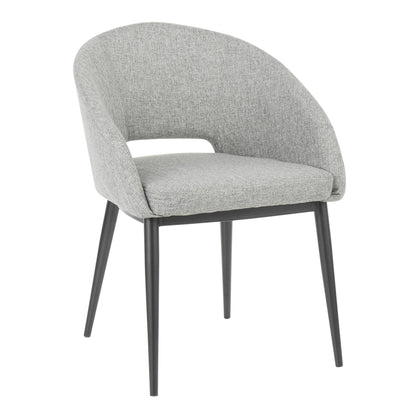 Renee Contemporary Chair in Black Metal Legs and Grey Fabric