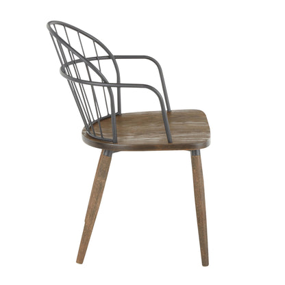 Riley Industrial Chair in Dark Walnut Wood and Black Metal