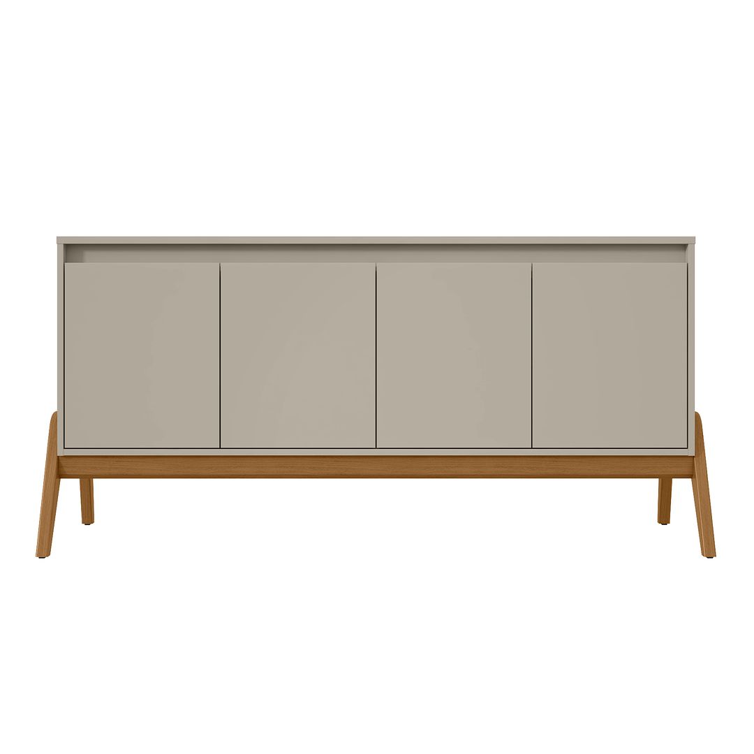 Manhattan Comfort Mid-Century Modern Gales 63.32 Sideboard with Solid Wood Legs in Greige