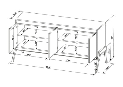 Manhattan Comfort Mid-Century Modern Gales 63.32 Sideboard with Solid Wood Legs