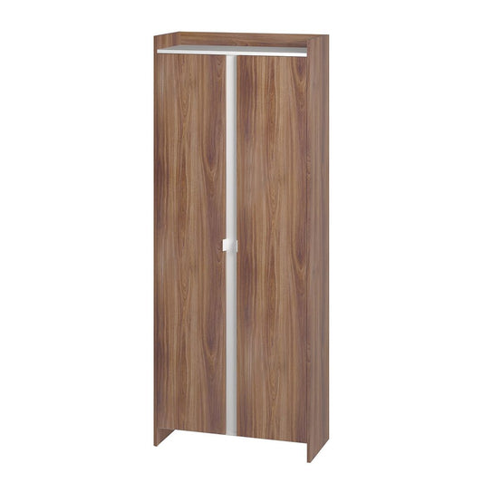 Manhattan Comfort Mid-Century Modern Ratzer Storage Cabinet with 11 Shelves in Brown and White