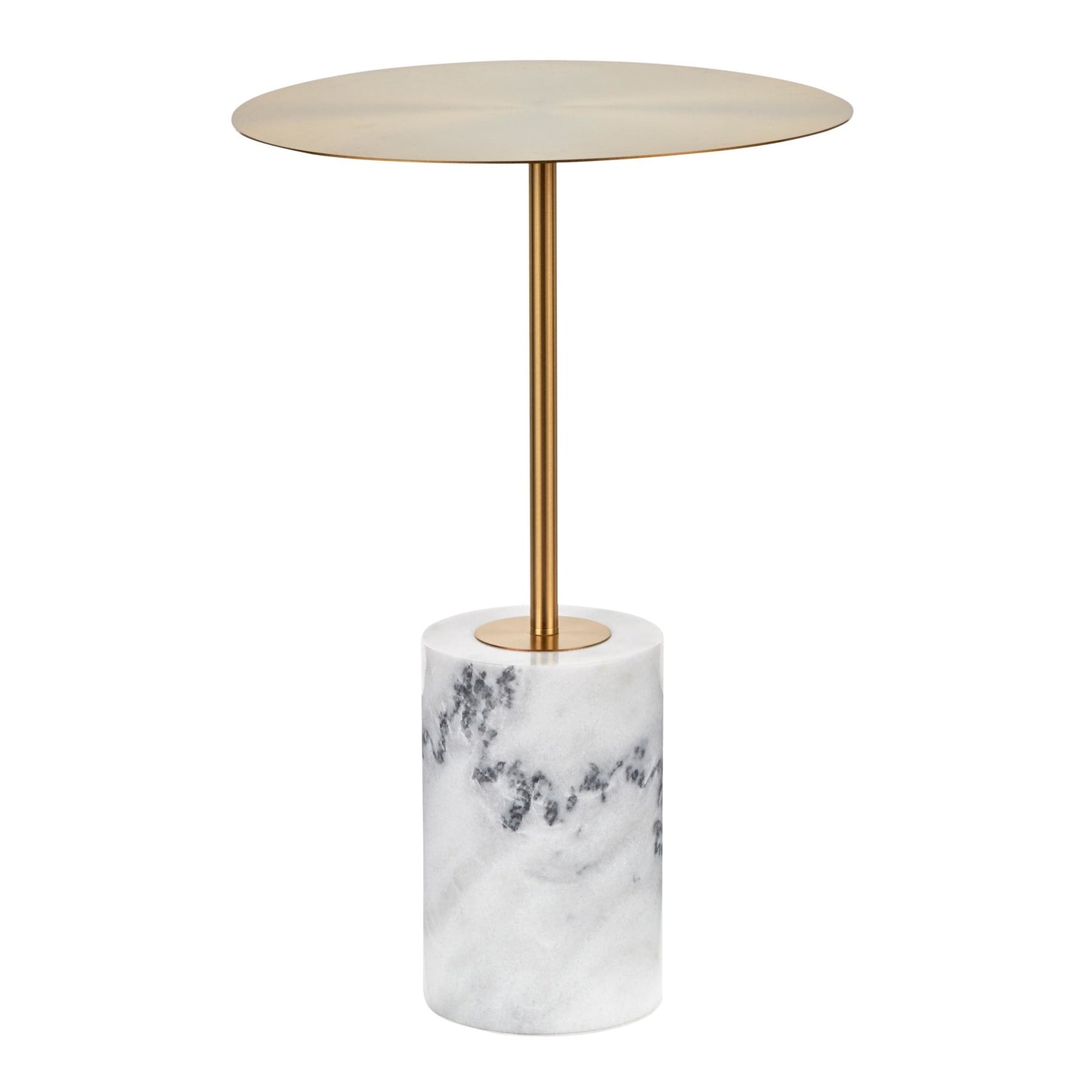 Symbol Contemporary Side Table in Gold Metal and White Marble