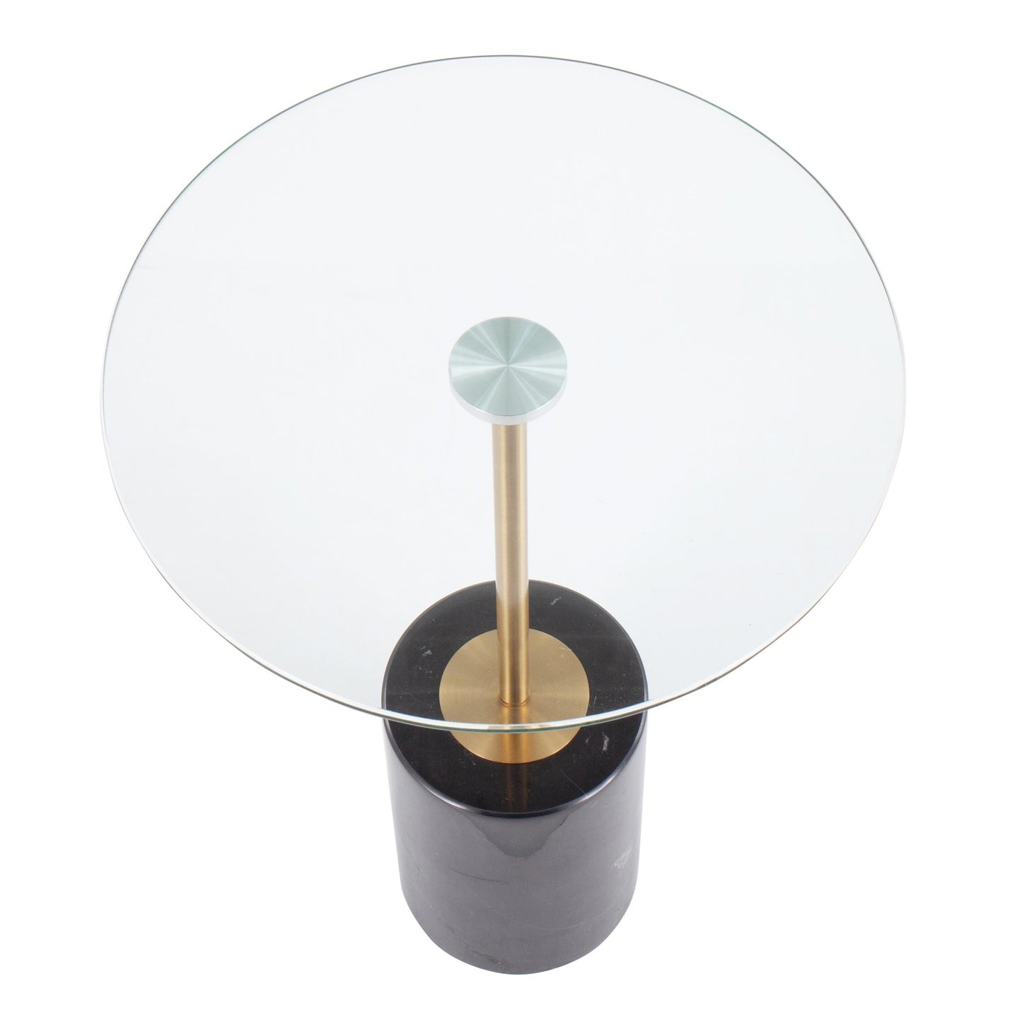Symbol Contemporary Side Table in Gold Metal and White Marble