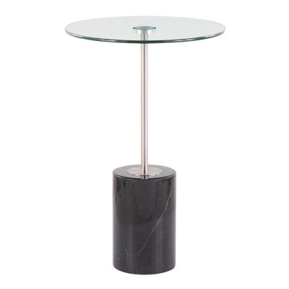 Symbol Contemporary Side Table in Gold Metal and White Marble