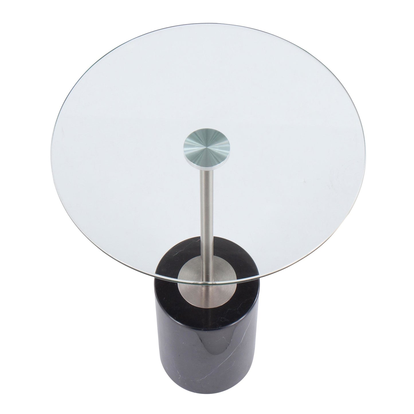 Symbol Contemporary Side Table in Gold Metal and White Marble